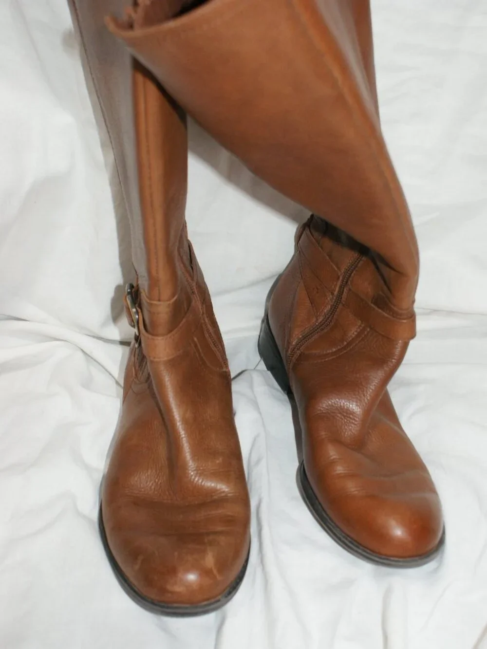 Naturalizer Tall Leather Wide Calf Riding Boots - Camel Brown - Size 8.5 - EUC